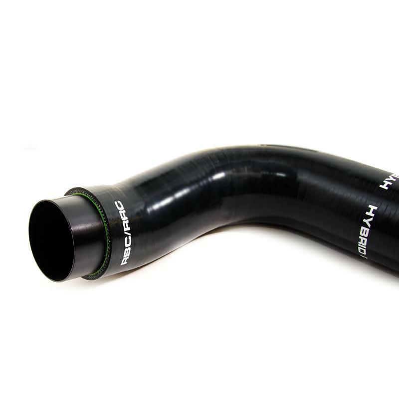 Black silicone hybrid intake hose with RBC/RRC and HYBRID text on white background