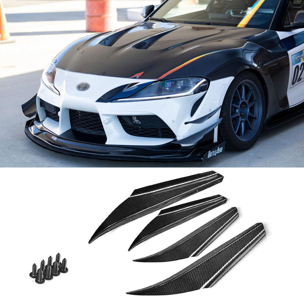 JDM Carbon Fibre Front Bumper Diffuser Canard Fins For Toyota GR Supra