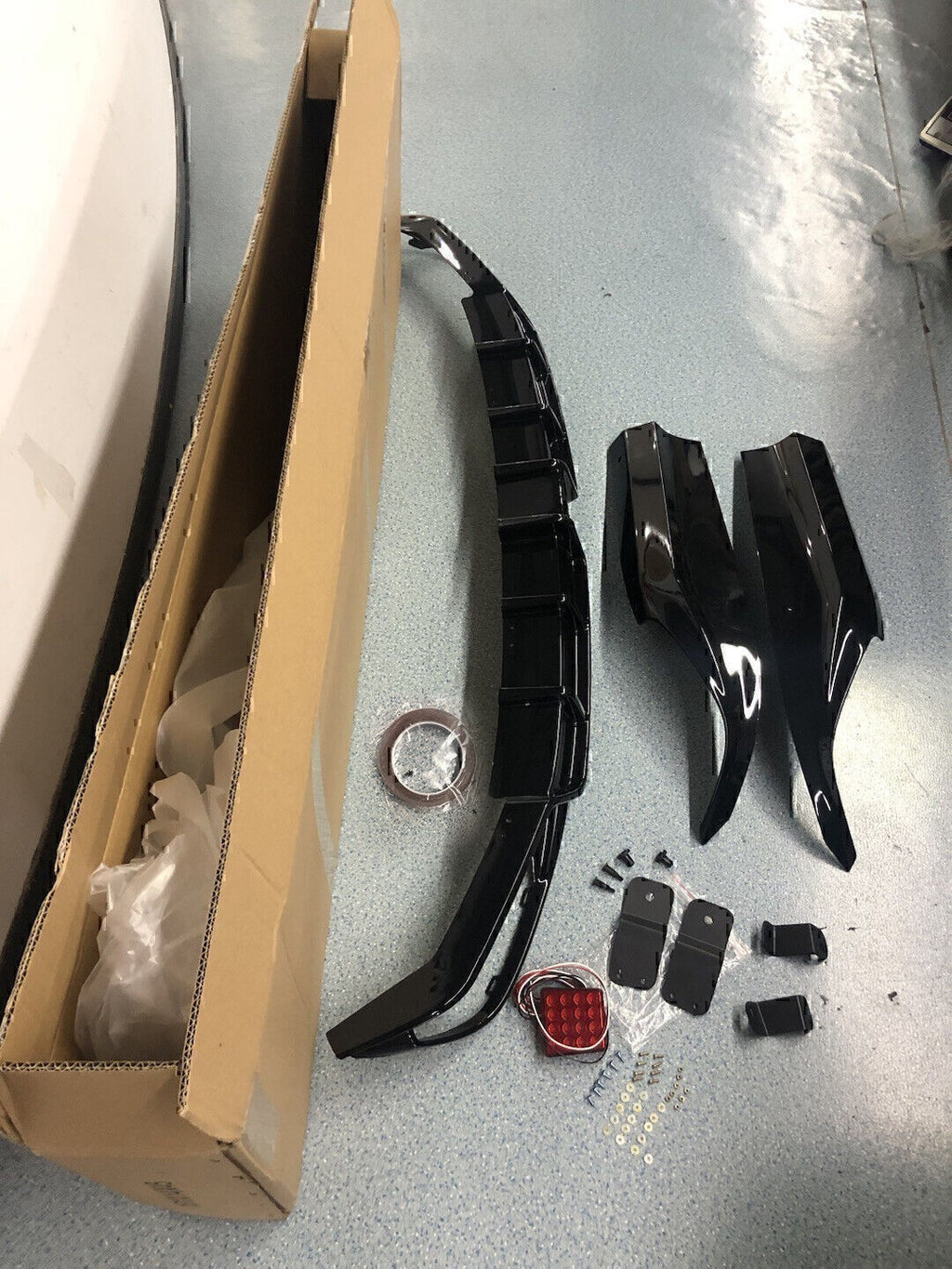 For Honda Accord Yofer 2018-22 Rear Black Bumper Diffuser Lip Spoiler+Light US N